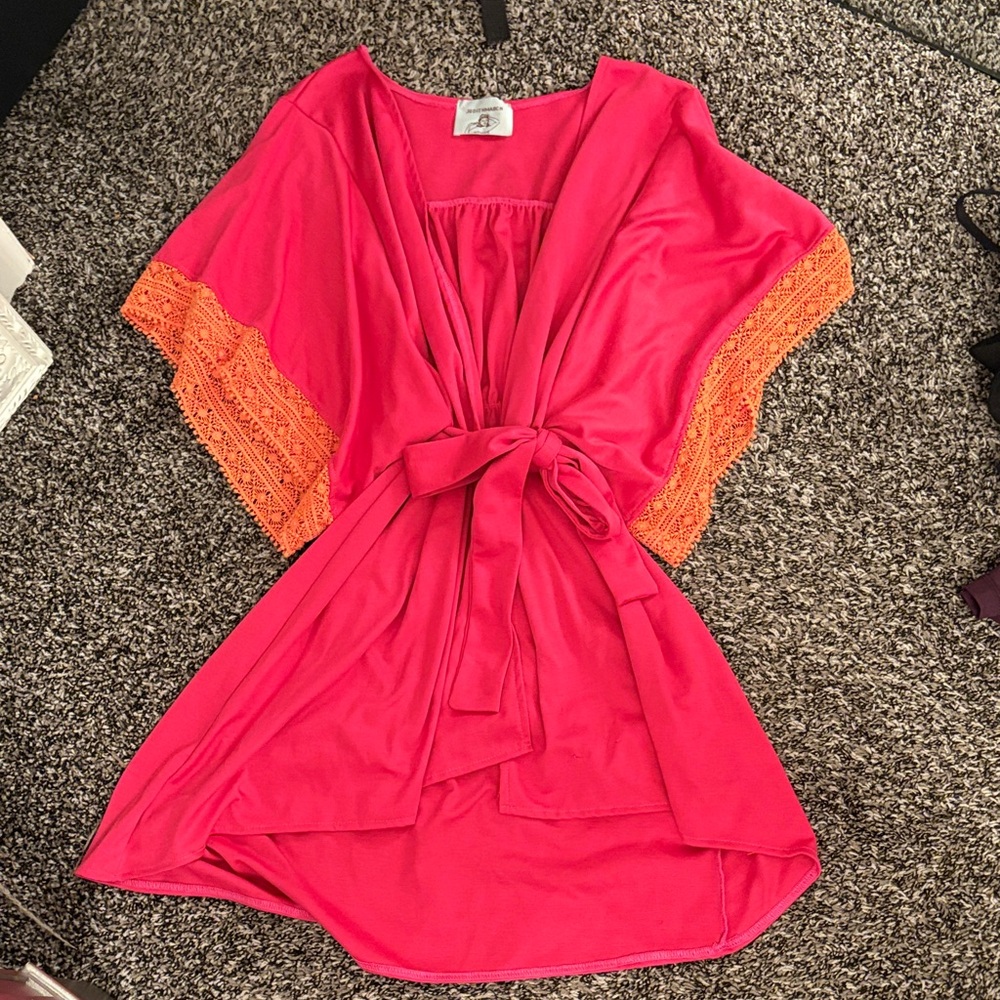 Judith March Vibrant Pink and Orange Robe